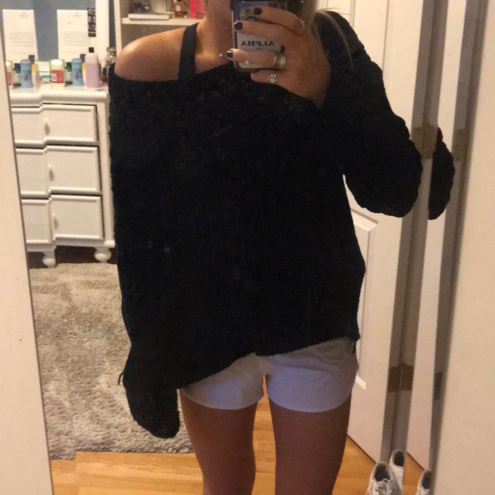 oversized black velvet sweater